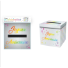 URNE BLANCHE ECRITURE JOYEUX ANNIVERSAIRE MULTICOLORE 20 X 20 X 20 CM 