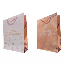 SAC CADEAU ROSE ET ROSE GOLD JOYEUX ANNIVERSAIRE 30 X 40 X 12 CM