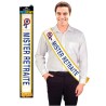 ECHARPE BLANCHE AVEC GALONS OR MISTER RETRAITE ECRITURE BLEUE