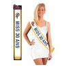 ECHARPE BLANCHE AVEC GALONS OR MISS 30 ANS ECRITURE BLEUE