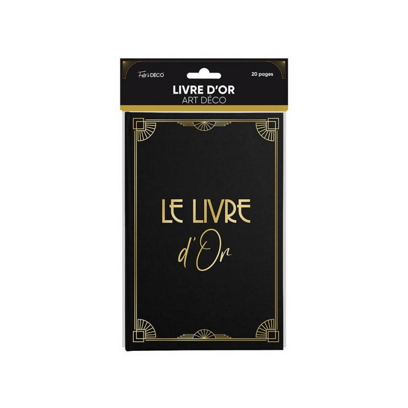 LIVRE D'OR NOIR JOYEUX ANNIVERSAIRE OR ART DECO