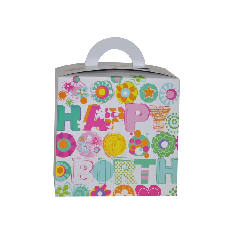 6 BOITES CADEAUX EN CARTON HAPPY BIRTHDAY MOTIFS FLEURS MULTICOLORES