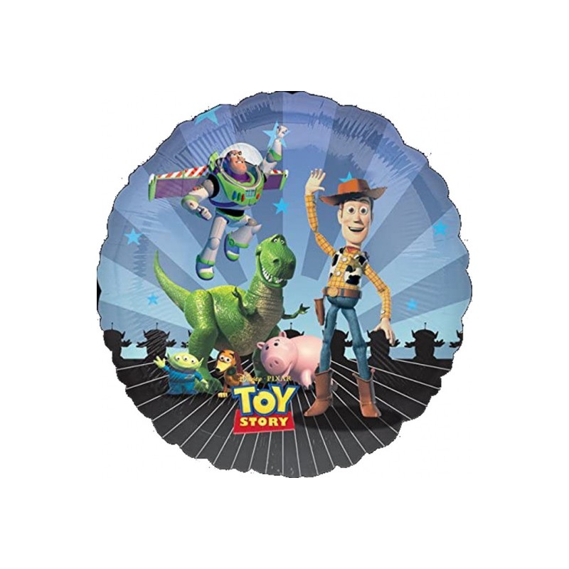 BALLON METALLIQUE ROND DISNEY TOY STORY WOODY BUZZ L'ECLAIR ET AMIS 45 CM
