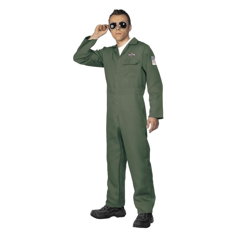 DEGUISEMENT AVIATEUR TOP GUN PILOTE DE CHASSE COMBINAISON SEULE TAILLE L