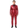 ENSEMBLE COSTUME ROUGE BRILLANT PANTALON VESTE CRAVATE