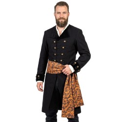 VESTE PIRATE NOIR AVEC CEINTURE