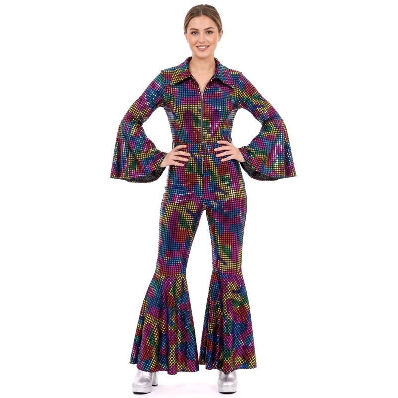 DEGUISEMENT COMBINAISON DISCO FLUO TAILLE XS