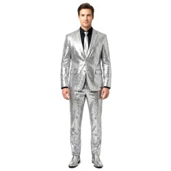 DEGUISEMENT ENSEMBLE ARGENT BRILLANT TAILLE 58