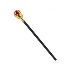 SCEPTRE ROYAL 43 CM BATON NOIR TETE COURONNE ROUGE ET OR