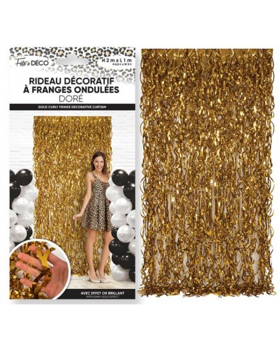 RIDEAU LAMELLE FRANGES ONDULEES OR SATINE 100 CM X 200 CM