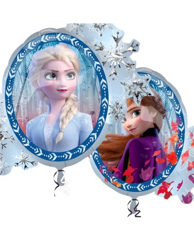 BALLON METALLIQUE MIROIR REINE DES NEIGES ANNA ET ELSA 76 CM 