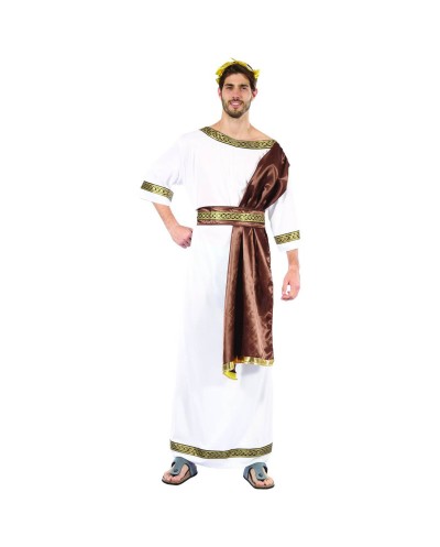 DEGUISEMENT ROMAIN TOGE BLANCHE DRAPE MARRON HOMME TAILLE M