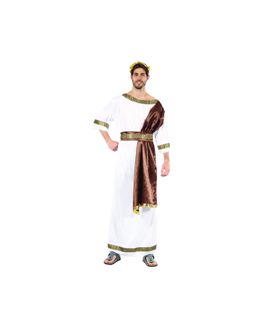 DEGUISEMENT ROMAIN TOGE BLANCHE DRAPE MARRON HOMME TAILLE M