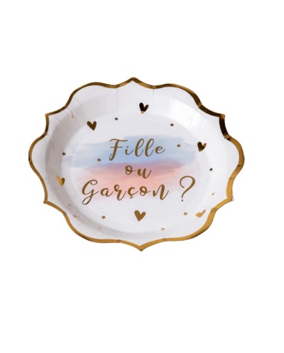 8 ASSIETTES  BABY SHOWER REVELATION FILLE OU GARCON 23 CM 