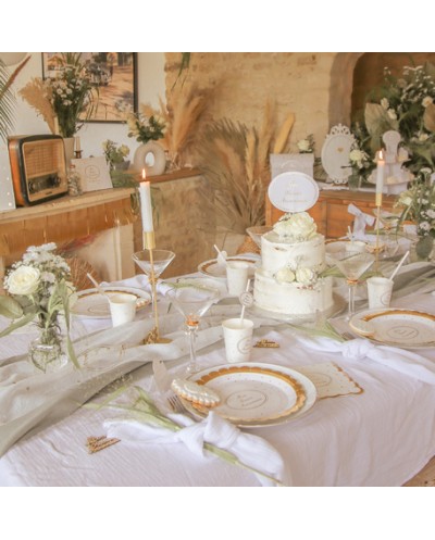 8 ASSIETTES  EN CARTON MON PREMIER ANNIVERSAIRE BLANCHE ECRITURE OR 23 CM 