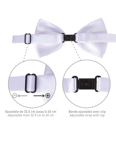NOEUD PAPILLON BLANC ATTACHE REGLABLE