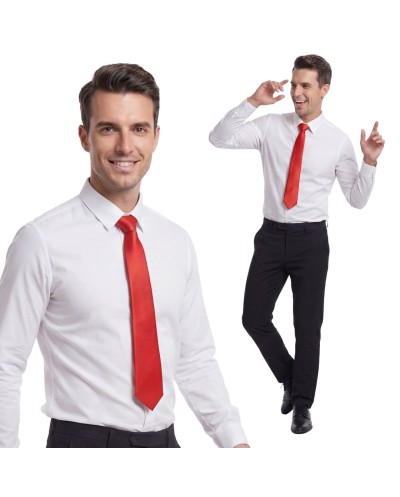 CRAVATE SATINEE ROUGE ATTACHE REGLABLE