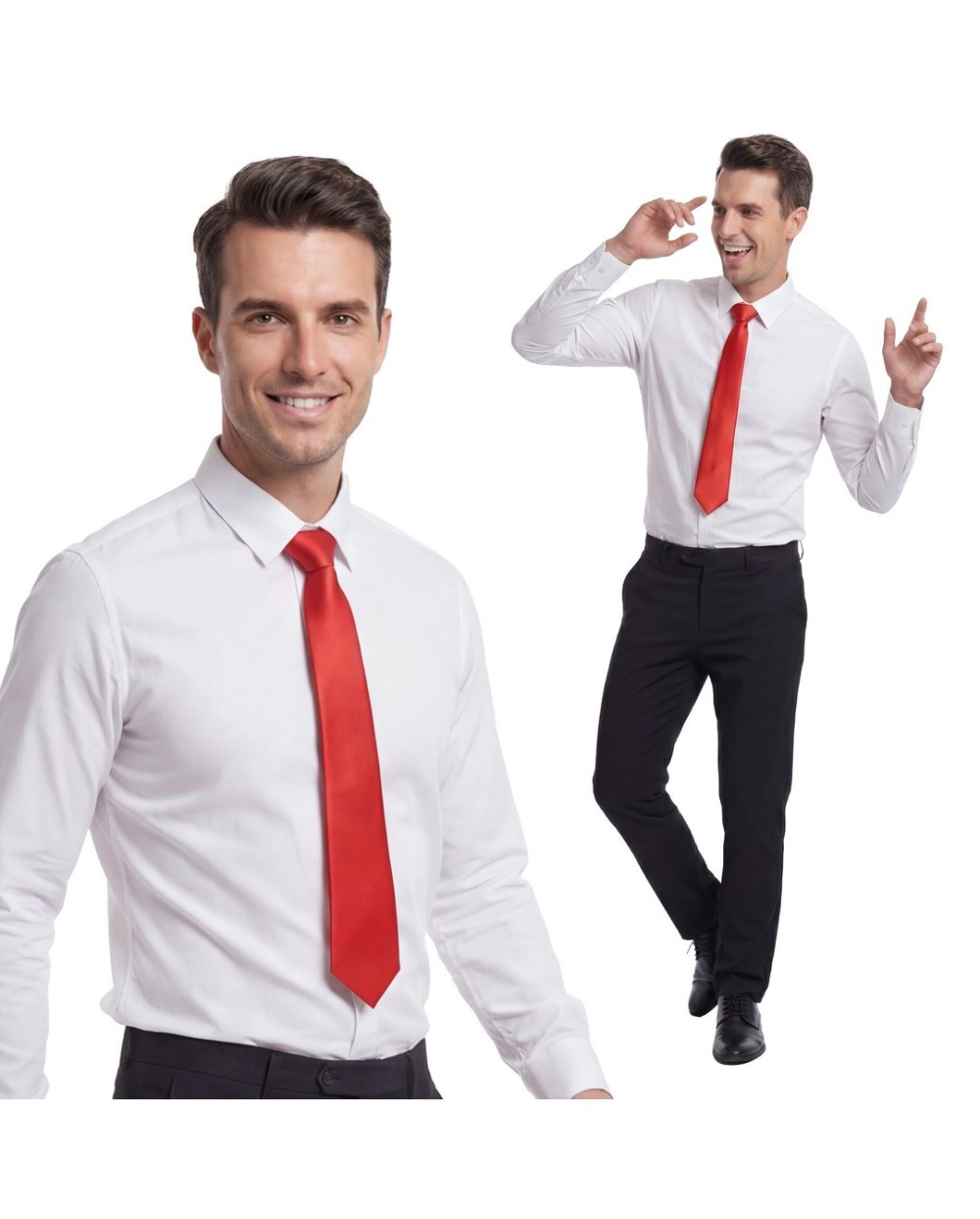CRAVATE SATINEE ROUGE ATTACHE REGLABLE