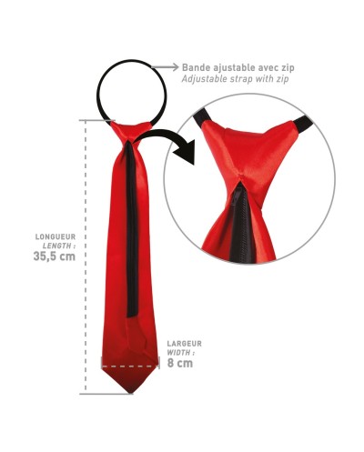 CRAVATE SATINEE ROUGE ATTACHE REGLABLE