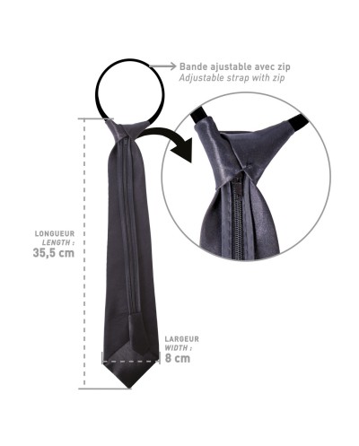 CRAVATE SATINEE NOIRE ATTACHE REGLABLE
