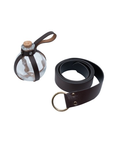 CEINTURE ASPECT CUIR MARRON AVEC FIOLE DE MAGICIEN EN VERRE