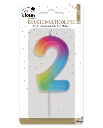 BOUGIE MULTICOLORE CHIFFRE 2