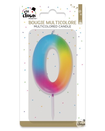 BOUGIE MULTICOLORE CHIFFRE 0