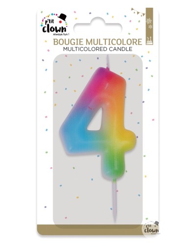 BOUGIE MULTICOLORE CHIFFRE 4