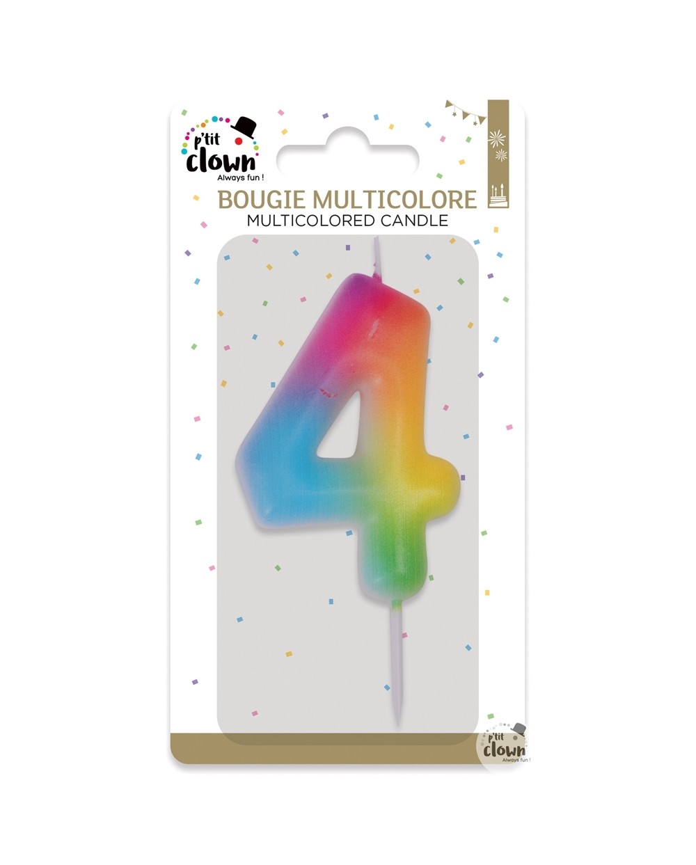BOUGIE MULTICOLORE CHIFFRE 4