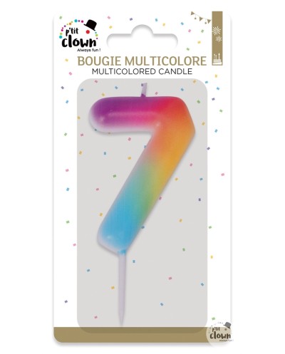 BOUGIE MULTICOLORE CHIFFRE 7