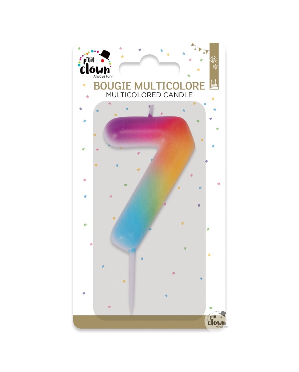 BOUGIE MULTICOLORE CHIFFRE 7