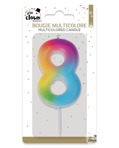BOUGIE MULTICOLORE CHIFFRE 8