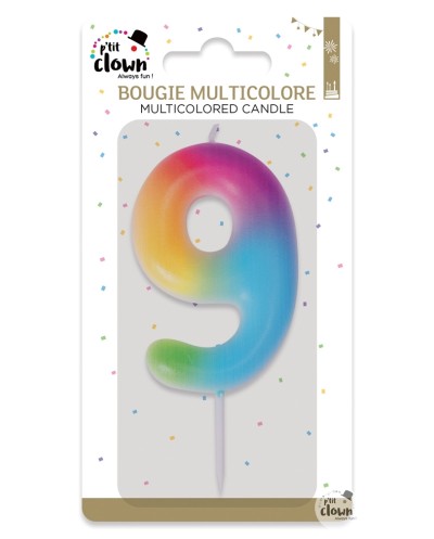 BOUGIE MULTICOLORE CHIFFRE 9