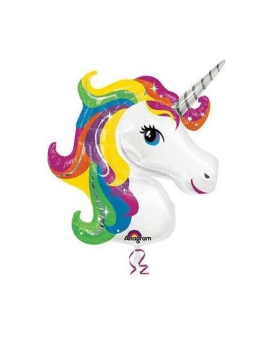 BALLON METALLIQUE TETE DE LICORNE MULTICOLORE 83 X 73CM