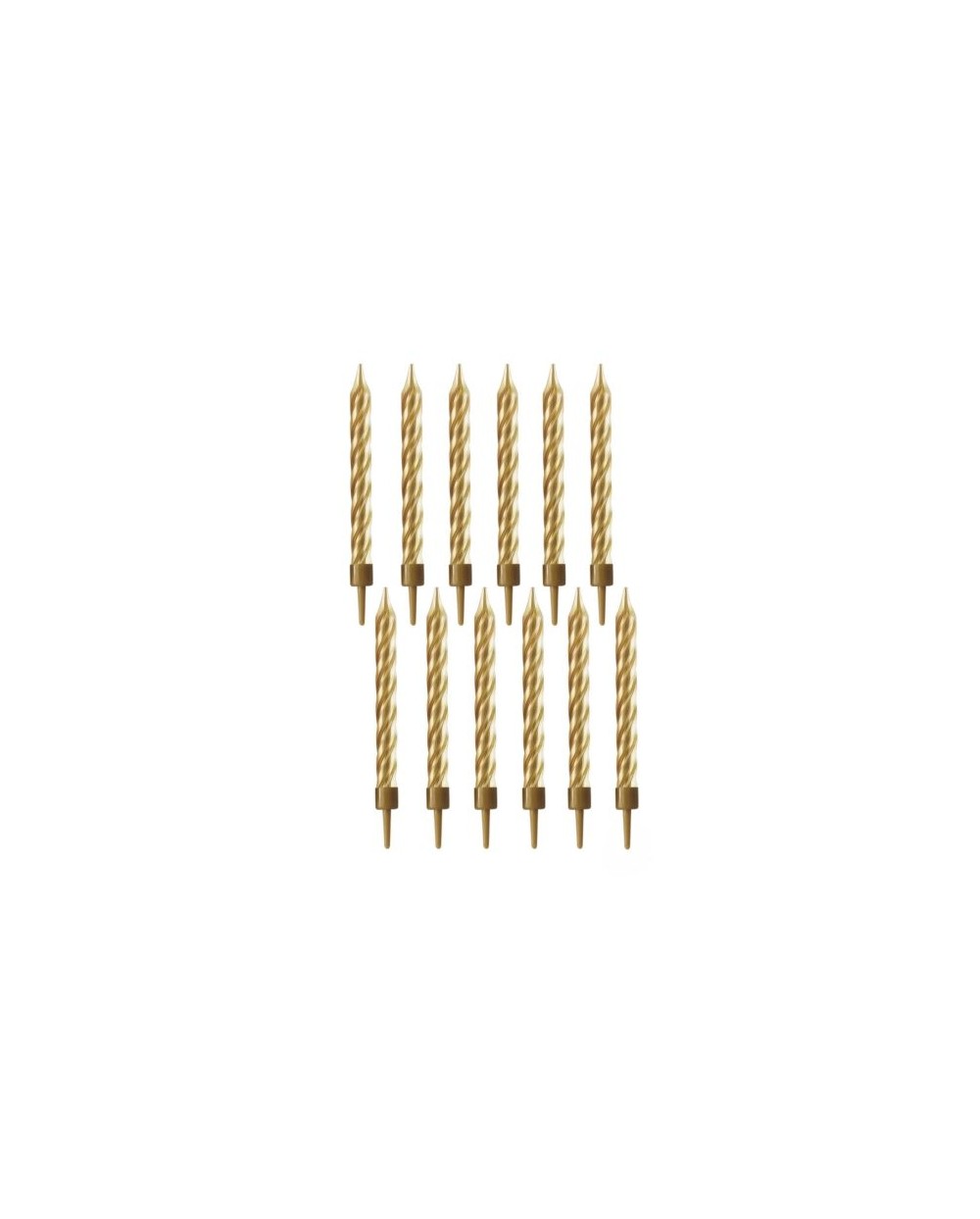 12 BOUGIES TORSADEES OR 6 CM AVEC BOBECHES