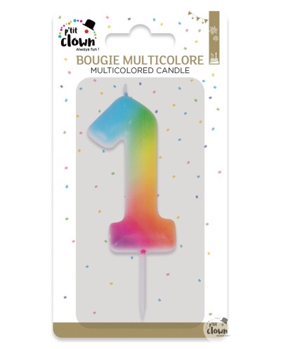 BOUGIE MULTICOLORE CHIFFRE 1