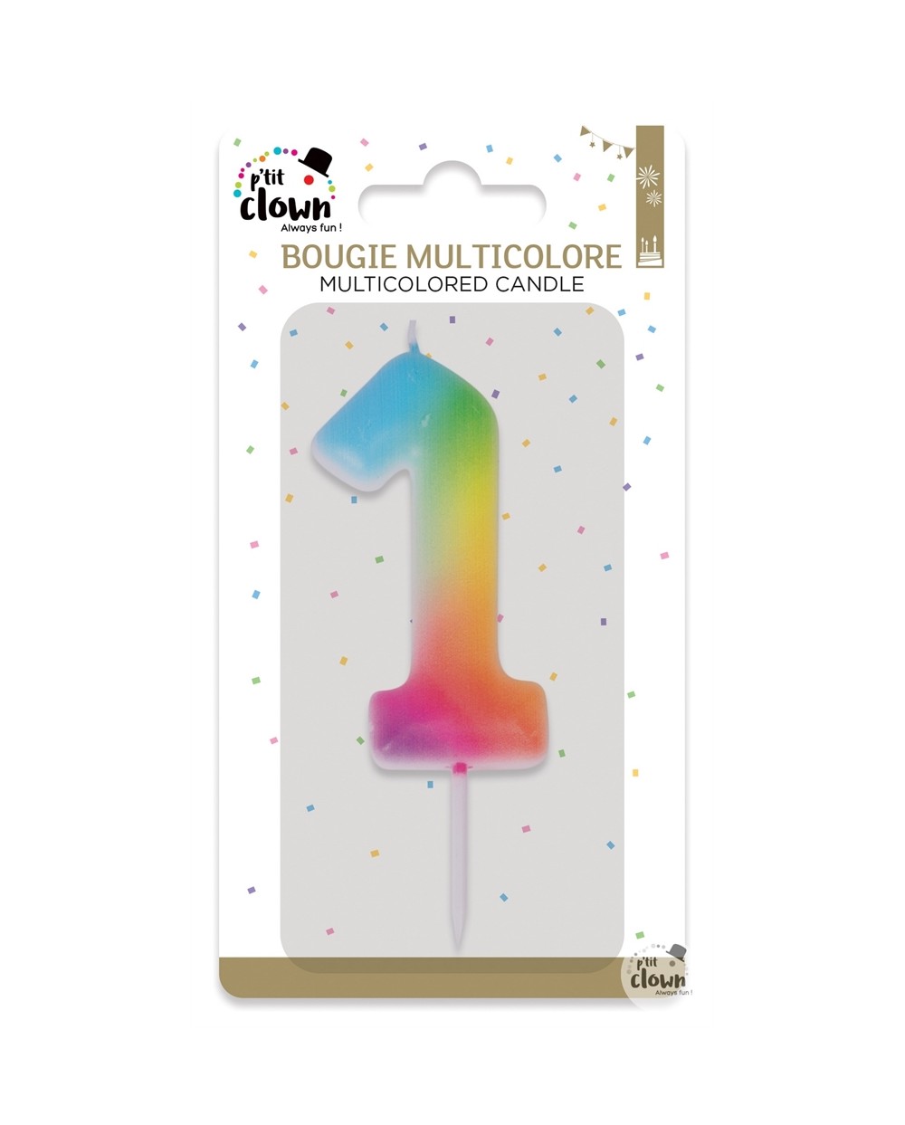 BOUGIE MULTICOLORE CHIFFRE 1