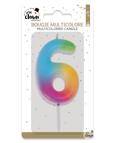 BOUGIE MULTICOLORE CHIFFRE 6