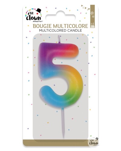 BOUGIE MULTICOLORE CHIFFRE 5