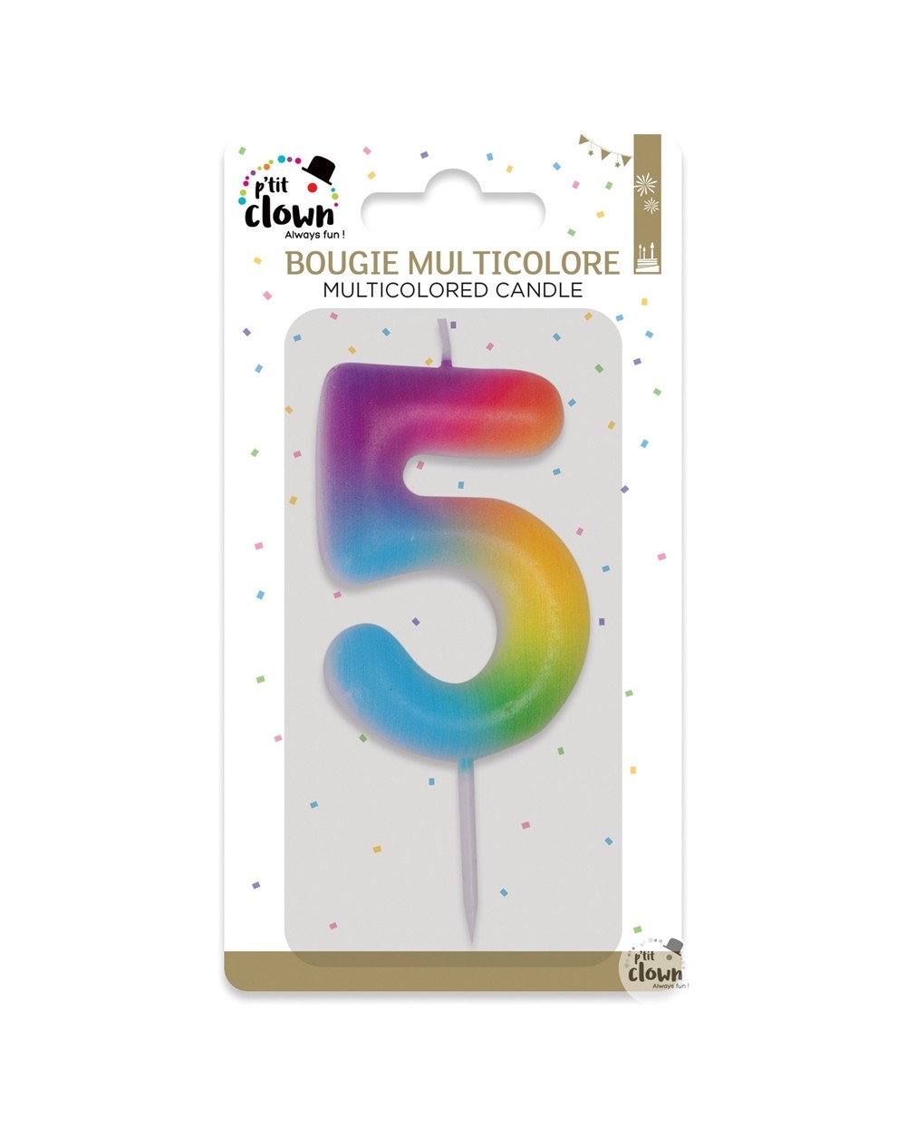 BOUGIE MULTICOLORE CHIFFRE 5
