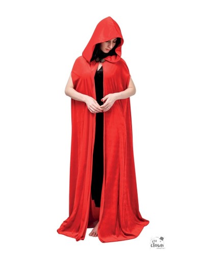 CAPE VELOUR ROUGE A CAPUCHE 150 CM