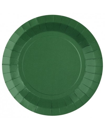 10 ASSIETTES CARTON BIODEGRADABLE RONDE VERT FONCE OU VERT SAPIN  23 CM 
