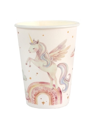 6 GOBELETS LICORNE MAGIQUE ROSE PASTEL 270 ML