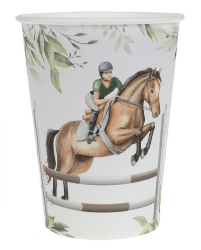 10 GOBELETS HIPPIQUE CHEVAL MARRON 270 ML 