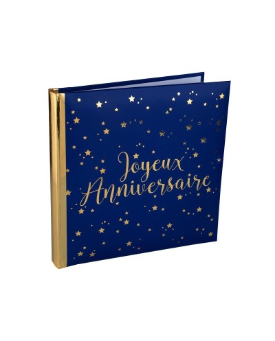 LIVRE D'OR BLEU JOYEUX ANNIVERSAIRE OR