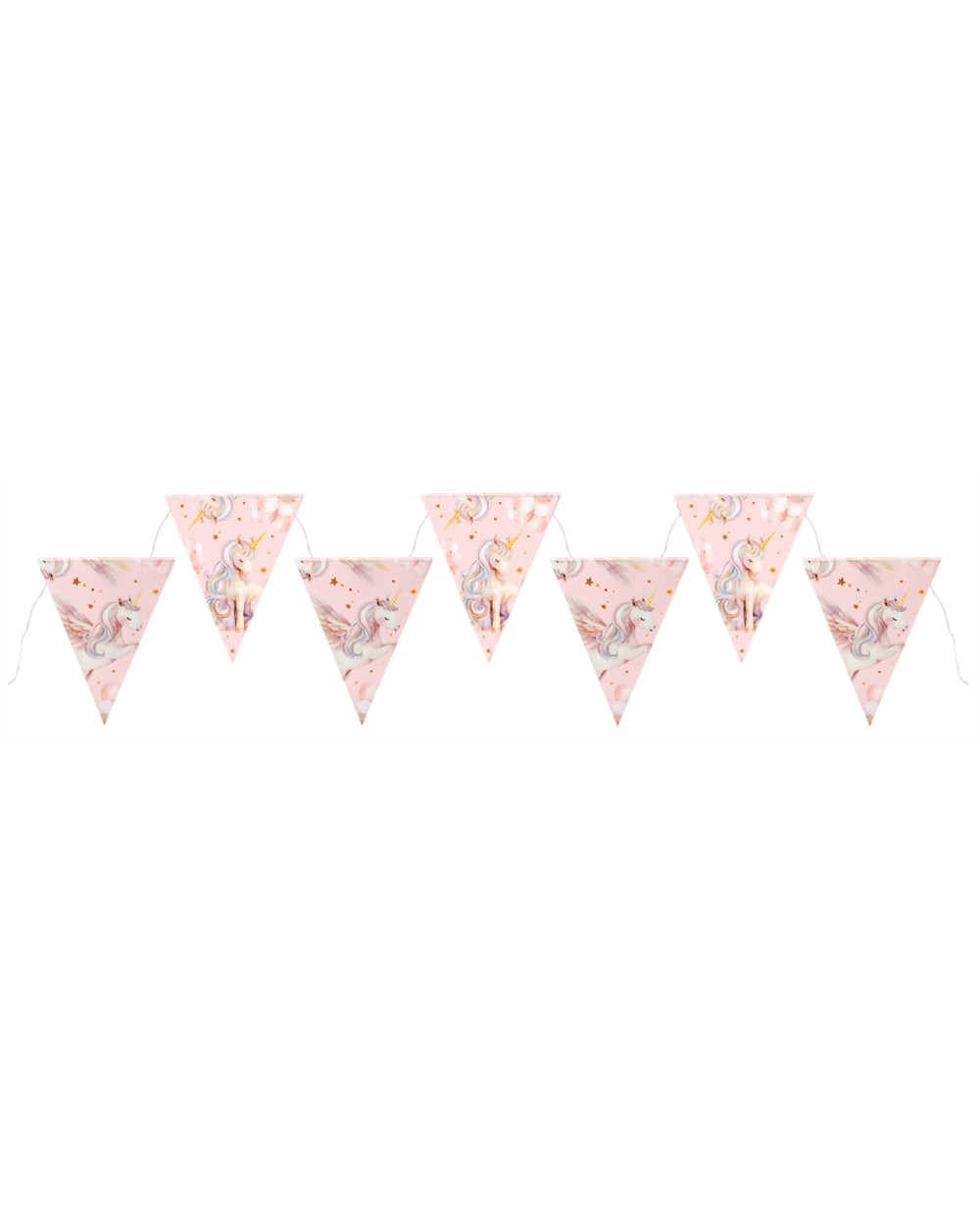 GUIRLANDE DE FANIONS LICORNE MAGIQUE ROSE PASTEL 7 PAVILLONS 3 METRES