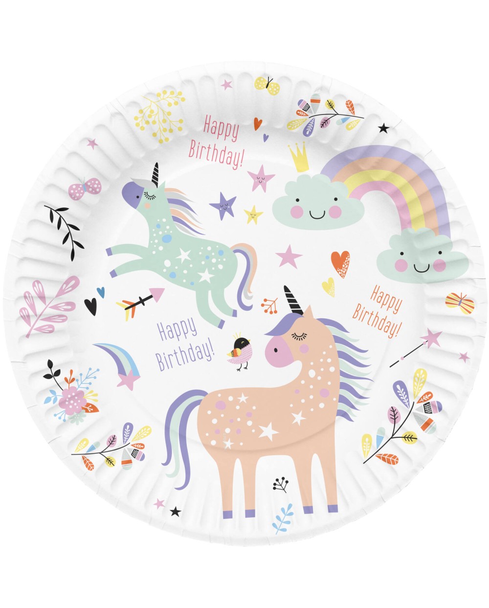 8 ASSIETTES LICORNE ET ARC EN CIEL 23CM 