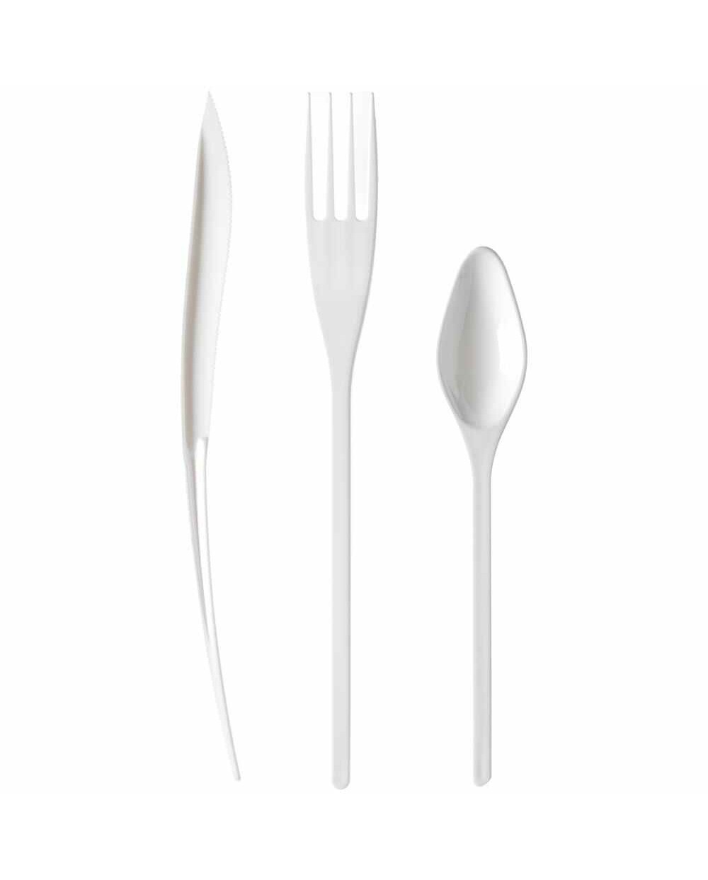 30 COUVERTS PLASTIQUES BLANC 10 FOURCHETTES 10 COUTEAUX 10 PETITES CUILLERES