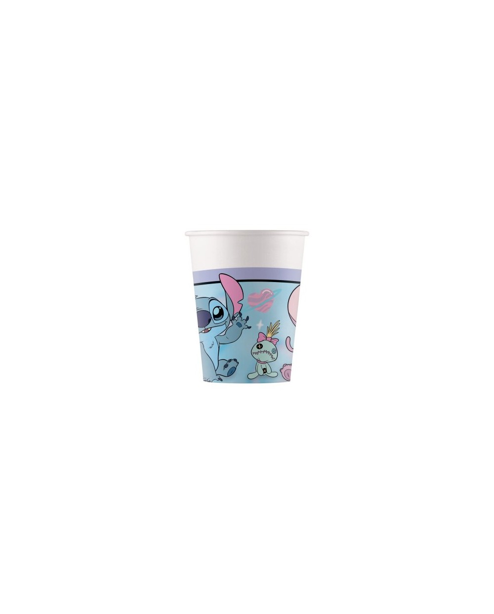 8 GOBELETS EN CARTON BIODEGRADABLE THEME STITCH  ET ANGEL CUTE 200 ML