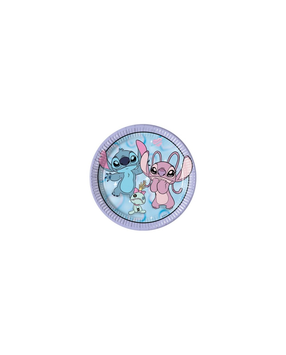 8 ASSIETTES EN CARTON BIODEGRADABLE THEME STITCH  ET ANGEL CUTE 23 CM